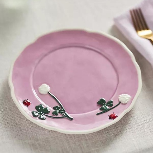NWT Set of 4Anthropoloigie Lilac Faye Ladybug Dessert Plates